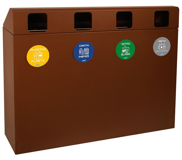 Mobile per Raccolta Differenziata 4 Scomparti 240 L 120x30x96 cm in Acciaio Verniciato Corten