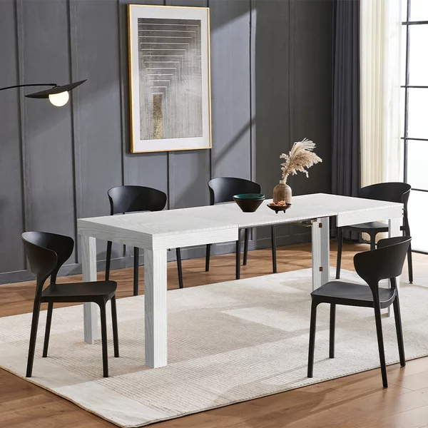 Tavolo da Pranzo Allungabile 120-200x80x76 cm in Legno Bianco Frassino