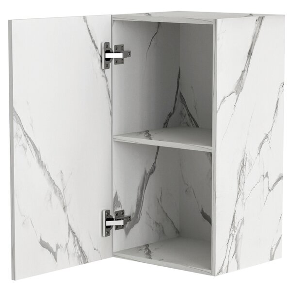 Pensile Cucina con Anta a Ribalta 40x32x72 cm in Legno Bianco Effetto Marmo