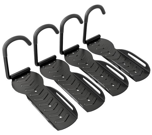Set 4 Supporti per Bicicletta da Parete Gancio Pieghevole Portabici da Muro in Metallo Nero