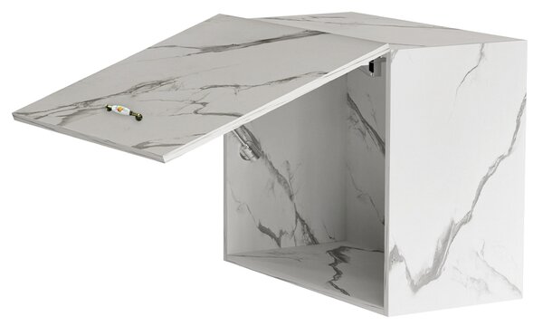 Pensile Cucina con Anta a Ribalta 60x32x49 cm in Legno Bianco Effetto Marmo