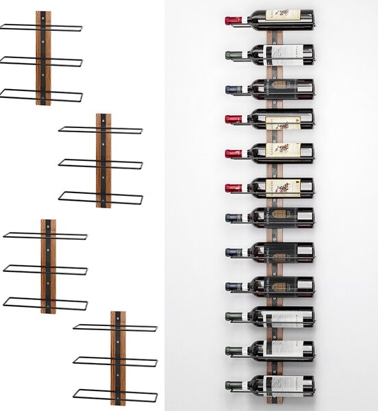 Cantinetta da Parete per 12 Bottiglie di Vino Stile Industriale 31,5x26,5x8,3 cm in Ferro Nero