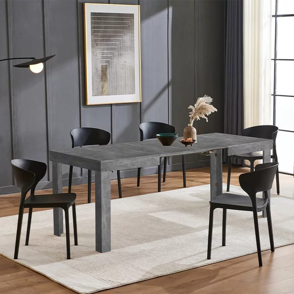 Tavolo da Pranzo Allungabile 120-200x80x76 cm in Legno Effetto Cemento