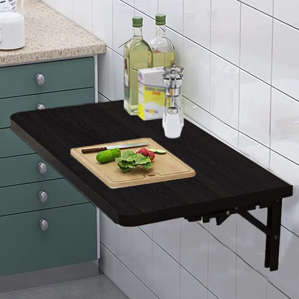 Tavolo Salvaspazio Pieghevole da Parete 60x40 cm in MDF Nero