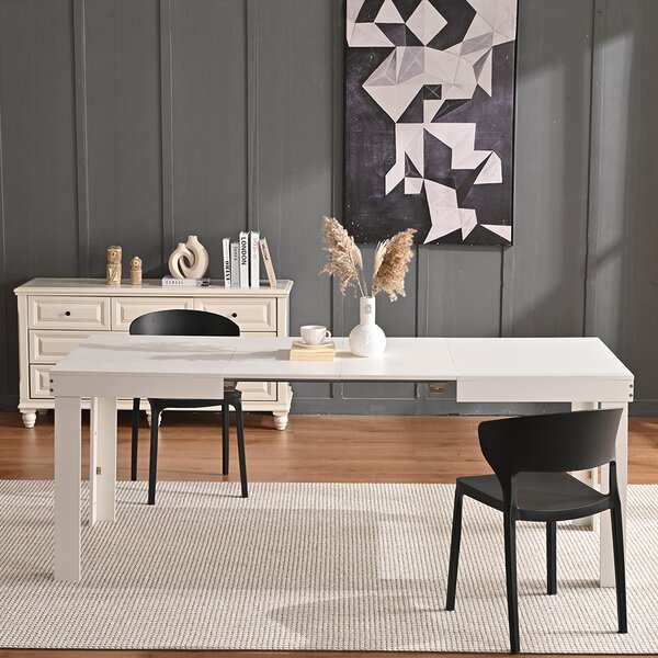 Tavolo da Pranzo Allungabile 120-200x80x76 cm in Legno Bianco