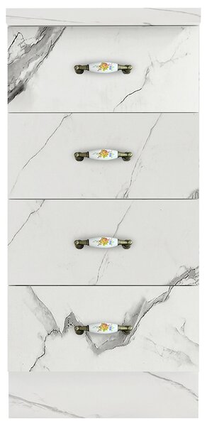 Mobile da Cucina Cassettiera 4 Cassetti 40x50x85 cm in Legno Bianco Effetto Marmo