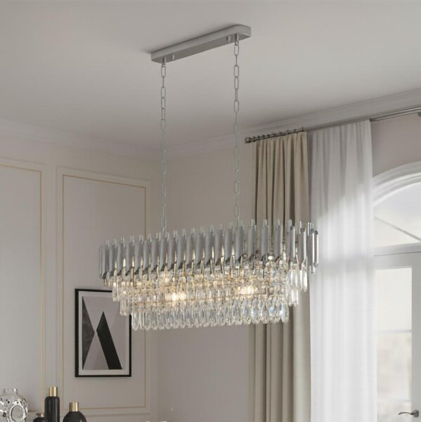Brilagi - Lampadario a catena ECLIPSE 10xE14/10W/230V 78x28 cm argento