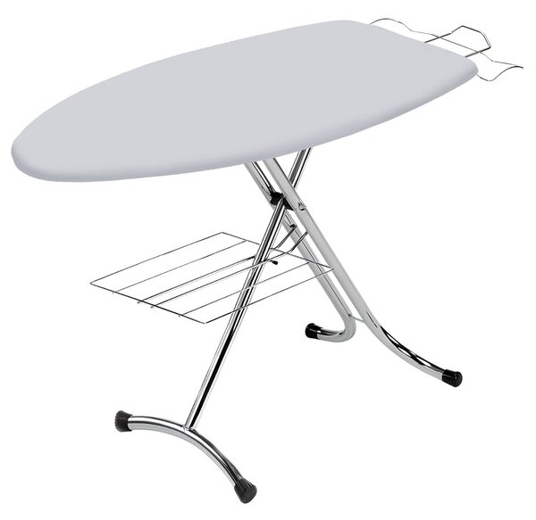 Asse da Stiro Rugby Profi 125x46 cm Salvaspazio Ampia Area con Ripiano Sottostante Gambe Triple in Acciaio
