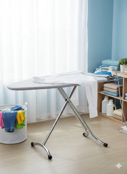 Asse da Stiro Completo Festival Plus 125x48 cm con Piano Stiramaniche Gambe Triple Regolabile in Altezza