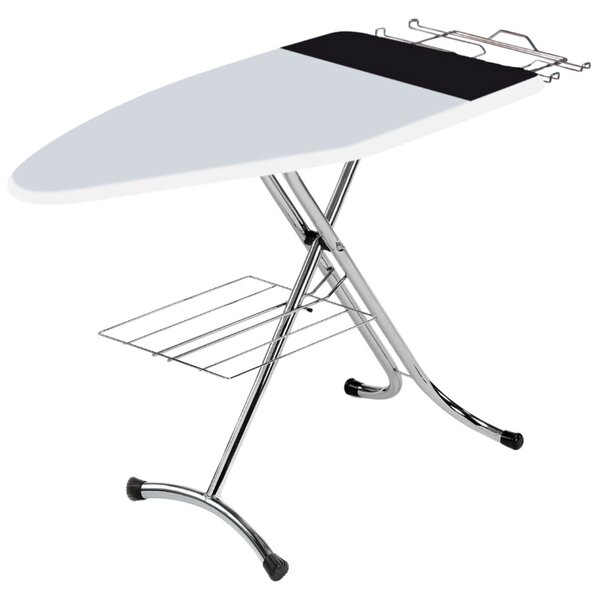 Asse da Stiro Luxor Profi 123x48 cm Area Ignifuga Salvaspazio Altezza Regolabile Ripiano Sottostante