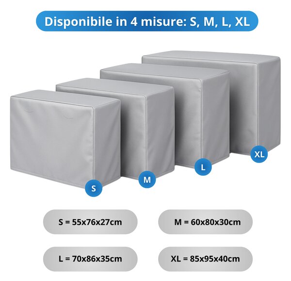 Copri Condizionatore da Esterno Impermeabile Taglia M in PVC Finitura Liscia Grigio