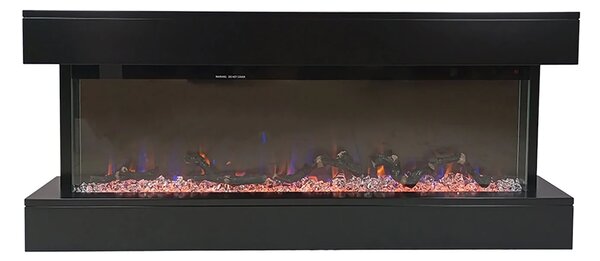 Camino Elettrico da Parete o Incasso Alaro Plus 127x18x52 cm Effetto Fiamma Telecomando in MDF Nero