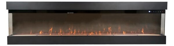 Camino Elettrico da Parete o Incasso Velar 182x20x48 cm Effetto Fiamma Telecomando in MDF Nero Opaco