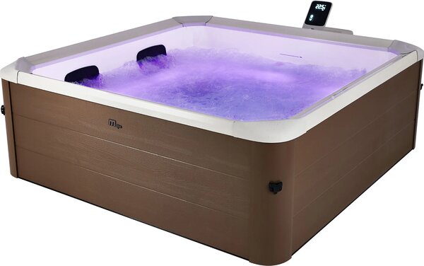 Vasca Idromassaggio Spa Oslo Amber Aero Plus Smart con Wifi per 6 Persone 180x180x65 cm in Materiale Plastico Effetto legno Ambra