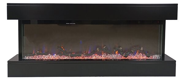 Camino Elettrico da Parete o Incasso Alaro Plus 127x18x52 cm Effetto Fiamma Telecomando in MDF Nero