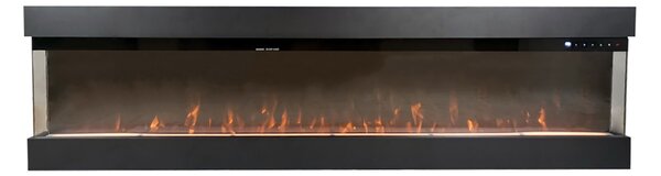 Camino Elettrico da Parete o Incasso Velar 182x20x48 cm Effetto Fiamma Telecomando in MDF Nero Opaco