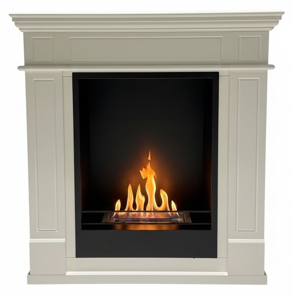 Camino a Bioetanolo da Terra Donatello 81x30x86 cm in MDF Bianco