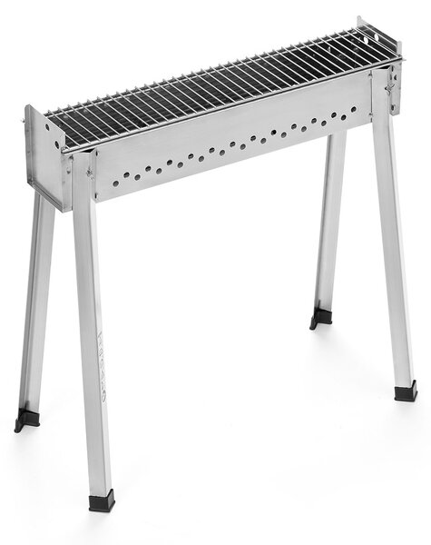 Barbecue per Arrosticini Ompagrill BBQ0066 a Legna o Carbone Uso a Terra o Caminetti Area di Cottura 66x14,5 cm Predisposto per Spiedo In Acciaio 