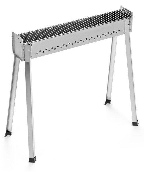 Barbecue per Arrosticini Ompagrill BBQ0080 a Legna o Carbone Uso a Terra o Caminetti Area di Cottura 78x14,5 cm Predisposto per Spiedo In Acciaio 