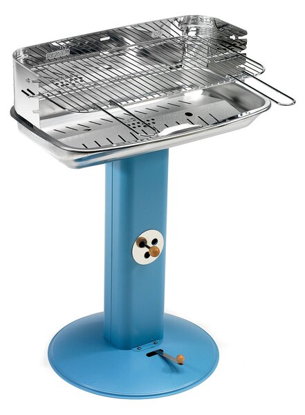 Barbecue a Carbone Venus 607 Ompagrill Gamba a Colonna con Areazione in Acciaio Verniciato Celeste