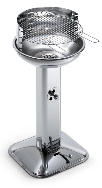 Barbecue a Carbone Venus 480 Ompagrill Griglia Ø44 cm Gamba a Colonna con Areazione in Acciaio Inox