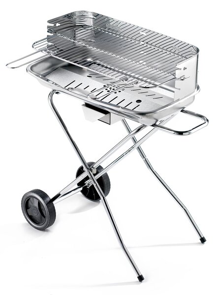 Barbecue a Carbone 60-40/rc pro Ompagrill Griglia 60x36 cm Struttura con Ruote in Acciaio Inox