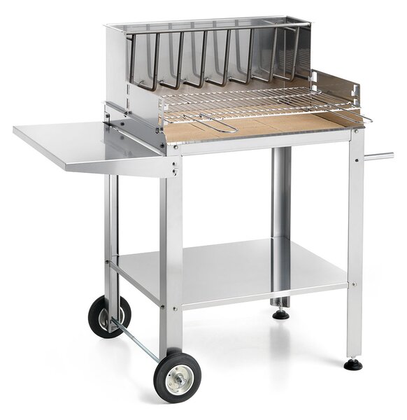 Barbecue a Legna o Carbone Ompagrill Graticola in Tondino di Acciaio Cromato Rivestimento Interno Refrattario e Struttura in Acciaio Inox