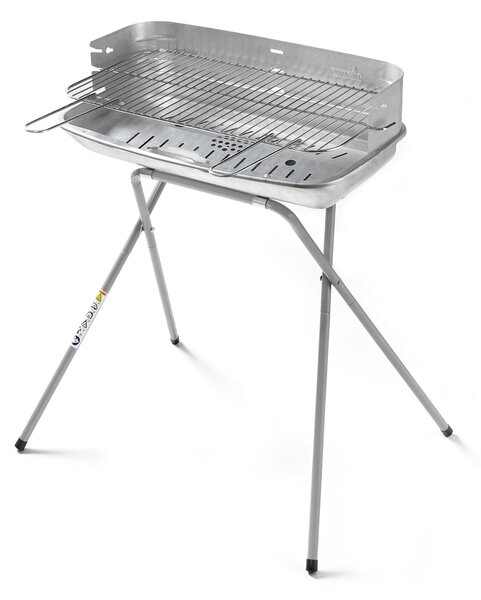 Barbecue a Carbone Ompagrill in Acciaio Alluminato Griglia di Cottura in Acciaio Cromato Resistente fino a 500° Area di Cottura 60x36 cm