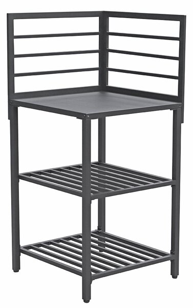 Modulo Componibile Angolare Ompagrill con Piano di Lavoro e Ripiani a Giorno 61,5x61,5x130 cm in Alluminio Verniciato Nero