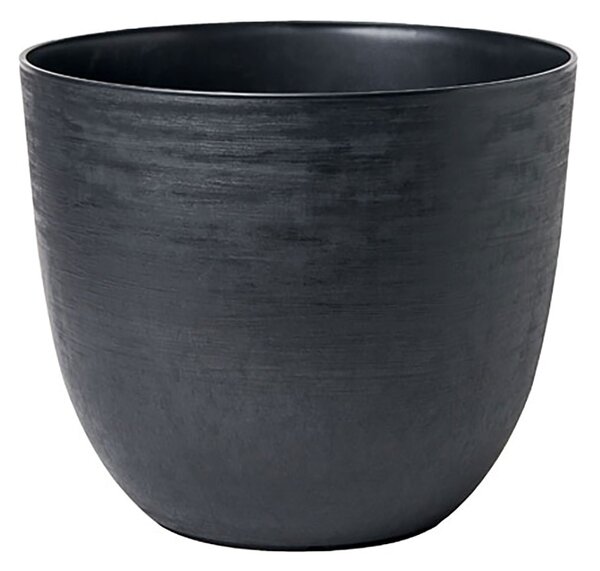 Vaso Rotondo Indoor e Outdoor Tera con Riserva D'acqua Over Black Ø28 cm in Plastica Nero