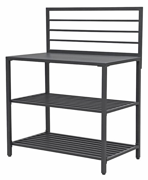 Modulo Componibile Ompagrill con Piano di Lavoro e Ripiani a Giorno 100x61,5x130 cm in Alluminio Verniciato Nero