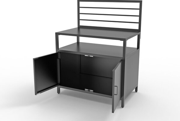 Modulo Componibile Ompagrill con Piano di Lavoro e Armadietto 100x61,5x130 cm in Alluminio Verniciato Nero