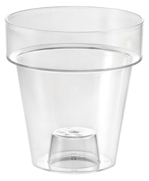 Vaso Indoor Tera con Fondo Rialzato per Drenaggio Acqua Porto Clear Ø14 cm in Plastica Trasparente