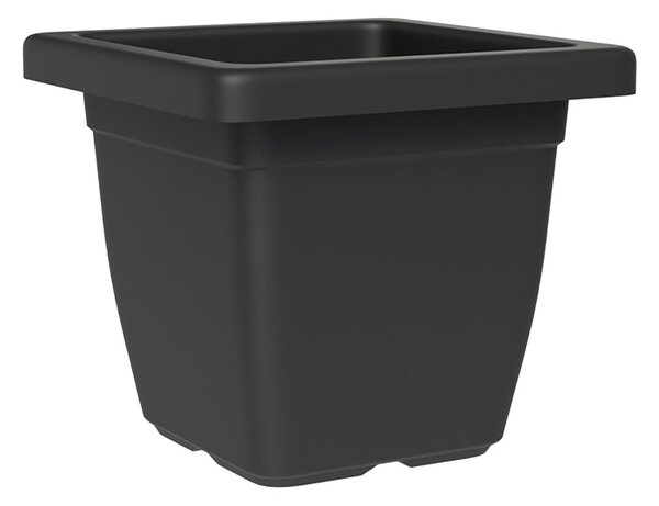 Vaso Quadrato Indoor e Outdoor Tera Nazca Ash 32x32 cm in Plastica Riciclata Antracite