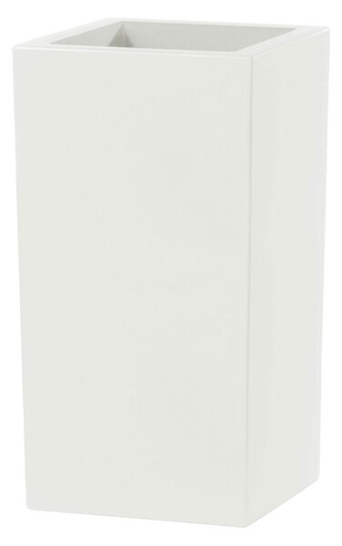 Vaso Quadrato Indoor e Outdoor Tera Schio Cubo Alto Chalk 41x41 cm in Plastica Bianco Gesso