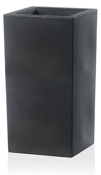 Vaso Quadrato Indoor e Outdoor Tera Schio Cubo Alto Smoke 41x41 cm in Plastica Grigio