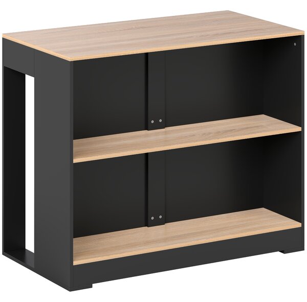 Tavolo Bancone Bar 113x60x90 cm Isola da Cucina con 3 Ripiani per Soggiorno e Salotto in Truciolato Nero e Legno
