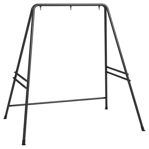 Struttura di Supporto per Amaca e Poltrona a Uovo 178x143x180 cm con Gambe ad A e Agganci Singoli e Doppi in Acciaio Nero