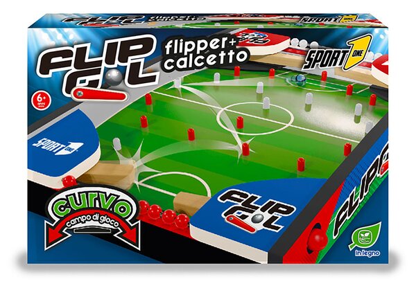 Flipper Gol Calcetto da Tavolo Piano Curvo Struttura in Legno