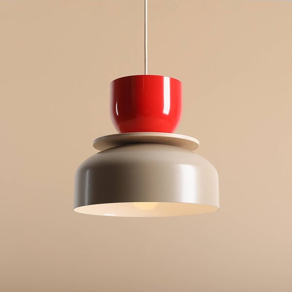 ALDEX Lampada a sospensione Uto, beige/rosso, paralume in metallo