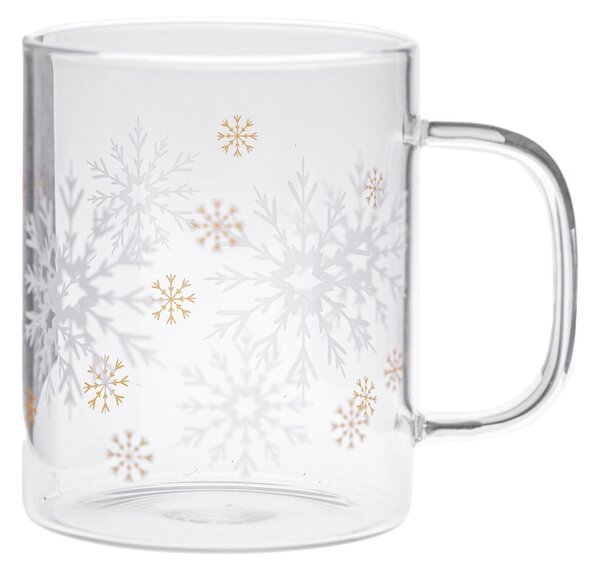 Tazza in vetro a tema natalizio 410 ml Frosty Flakes – Dakls