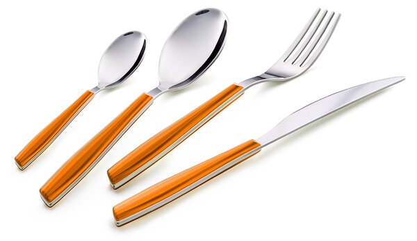 Servizio Set di Posate 24 Pezzi in Acciaio Eme Wave Arancio 21
