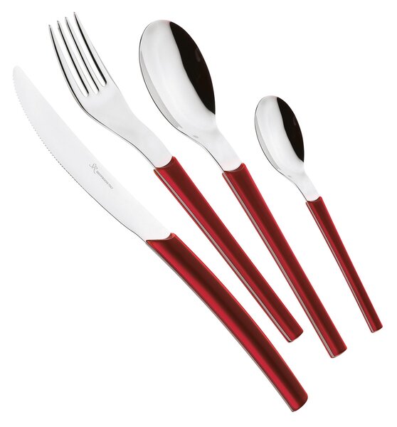 Servizio Set di Posate 24 pezzi in Acciaio Inox Eme Loto Bordeaux 10