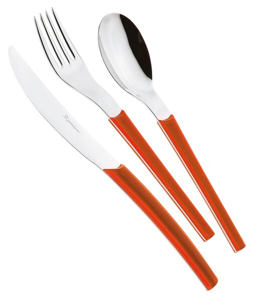 Servizio Set di Posate 24 pezzi in Acciaio Inox Eme Loto Arancio 1665C