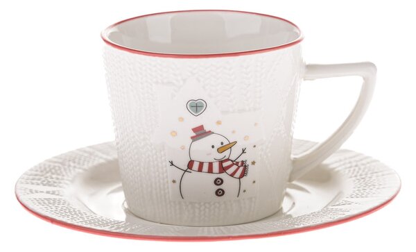 Tazzina bianca in porcellana a tema natalizio 110 ml Snowman – Dakls