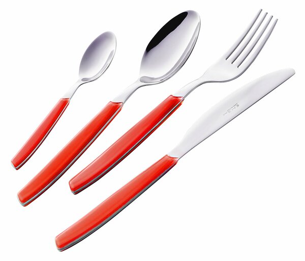 Servizio Set di Posate 24 pezzi in Acciaio Inox Eme Cromo Rosso 88