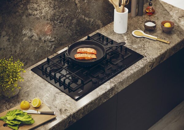 Haier Piano Cottura 5 Fuochi a Gas Larghezza 75 cm in Vetro colore Nero - HAVG75TBBP Gas On Glass Series 4