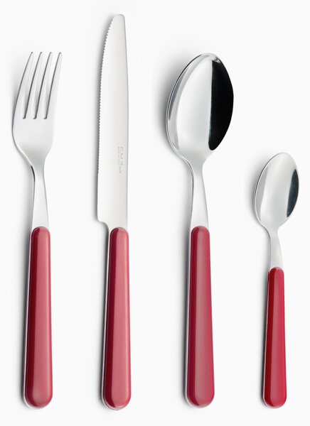 Servizio Set di Posate 24 pezzi in Acciaio Inox Eme Brio Rosso 11
