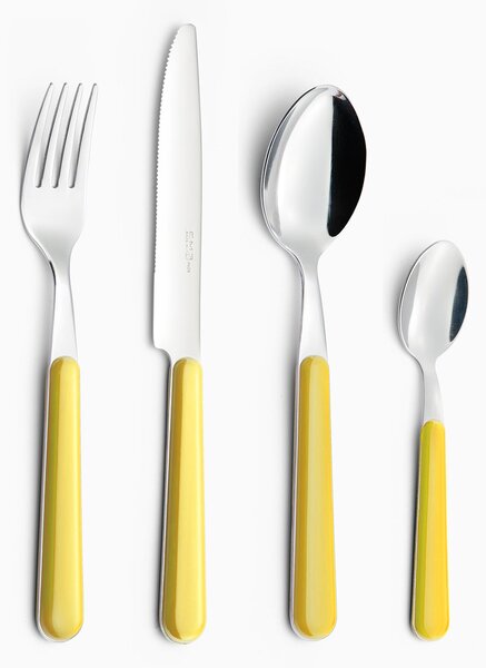 Servizio Set di Posate 24 pezzi in Acciaio Inox Eme Brio Giallo 17