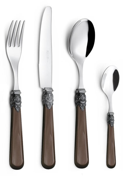 Servizio Set di Posate 24 pezzi in Acciaio Inox Eme Napoleon Perlato Marrone 1124